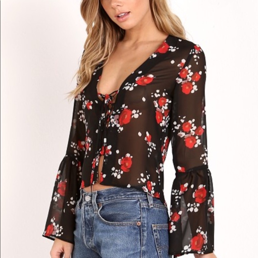 Flynn Skye Boston top in rose cluster size xs